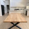 Reclaimed Wood Dining Table with black stell x leg design